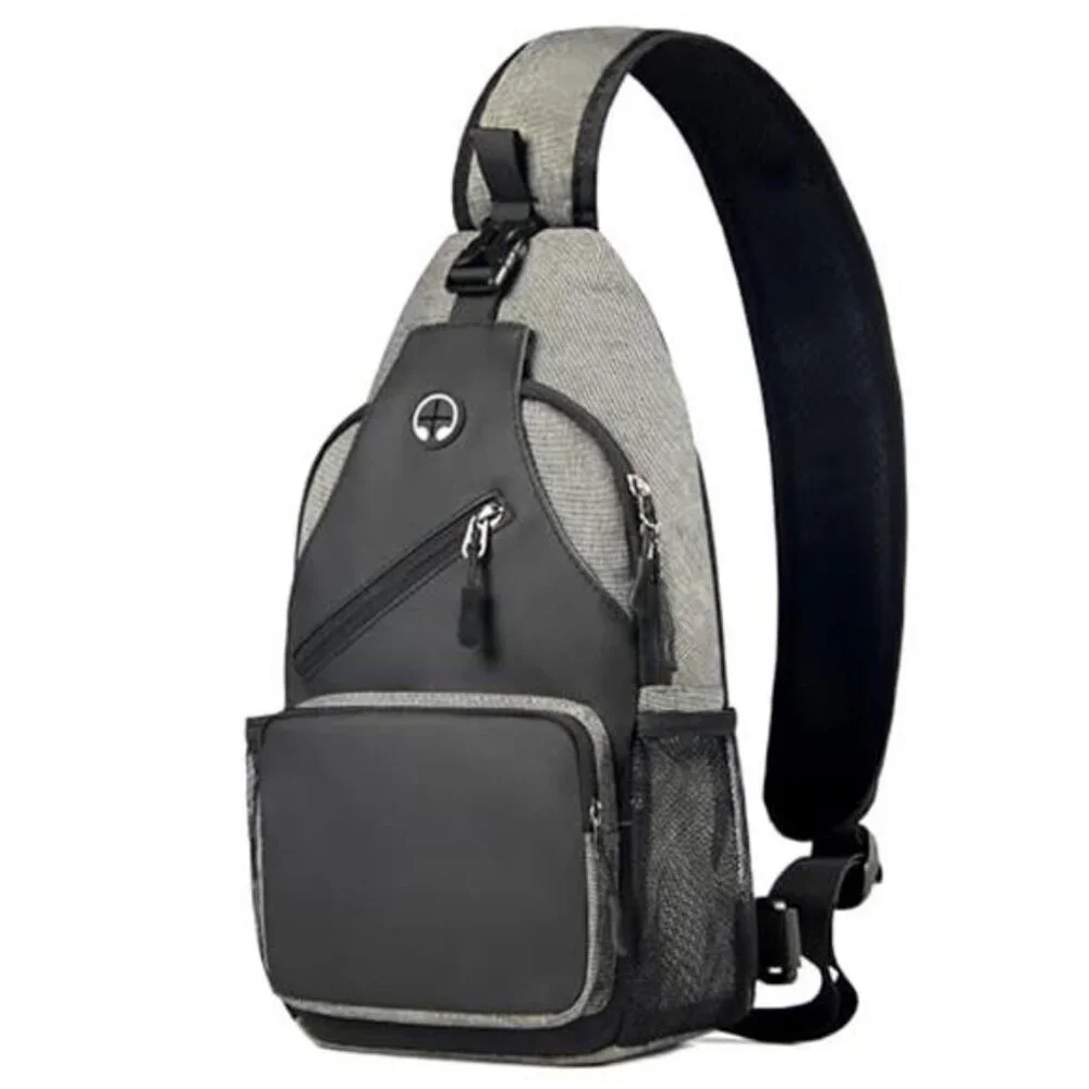 Sling Bag Cross Body Backpack Chest Bag Travel Hiking Daypack (Black Grey)